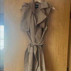 Express Women's Beige Sleeveless Suede Vest